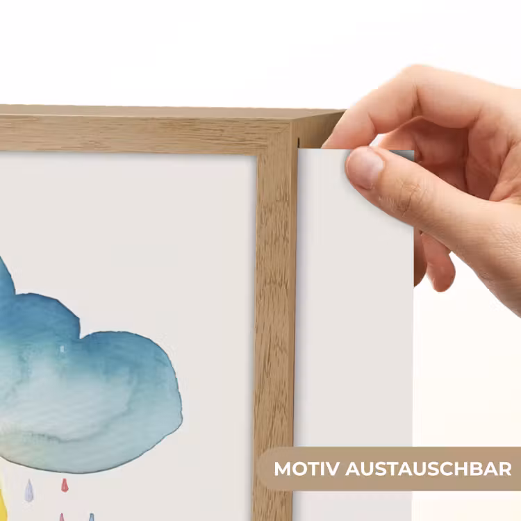 Wolk - Regen - Watercolor - Kleurrijk Light Box met batterij (Wandlamp kind) middel -USP_websiteprintDE