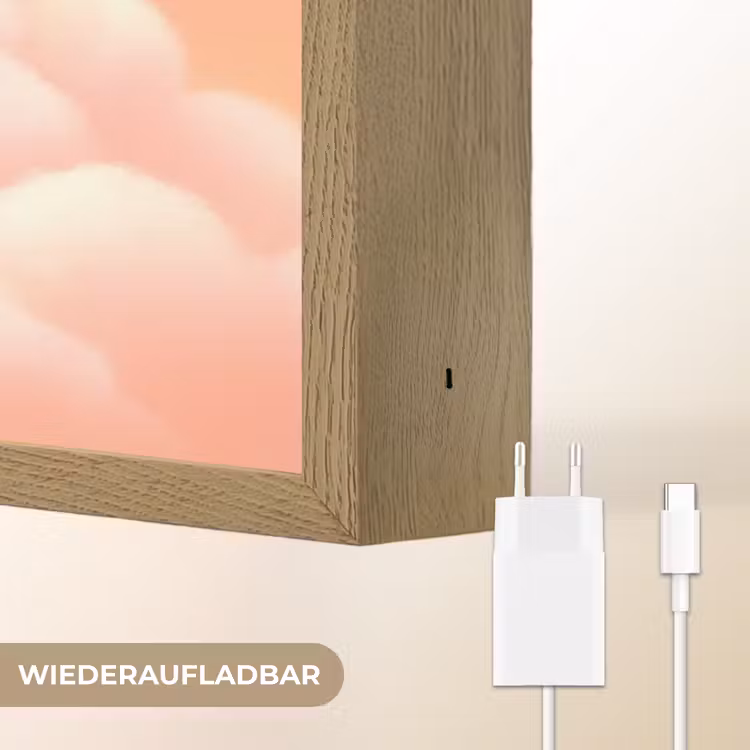 Wolken - Vos - Oranje - Sterren Light Box met batterij (Wandlamp kind) middel -USP_websiteoplaadbaarDE