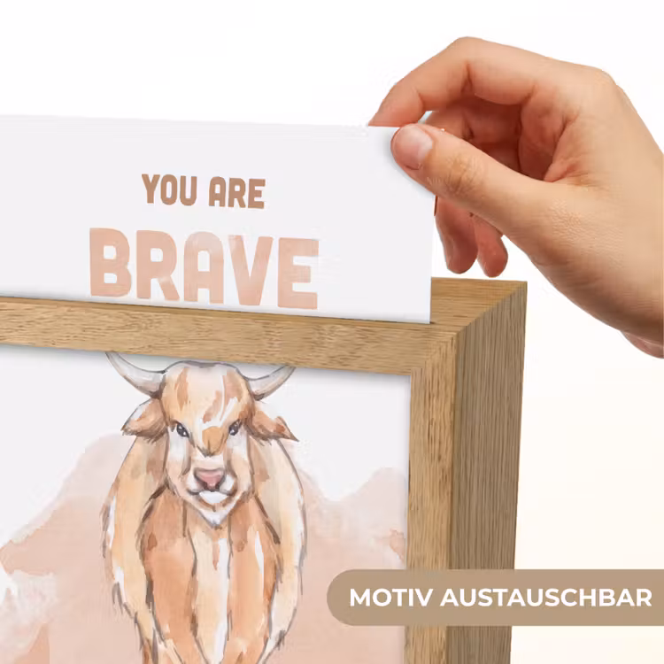 Yak - Oranje - Quote - 'You are brave' Light Box met kabel (Wandlamp kind) klein -USP_websiteprintDE