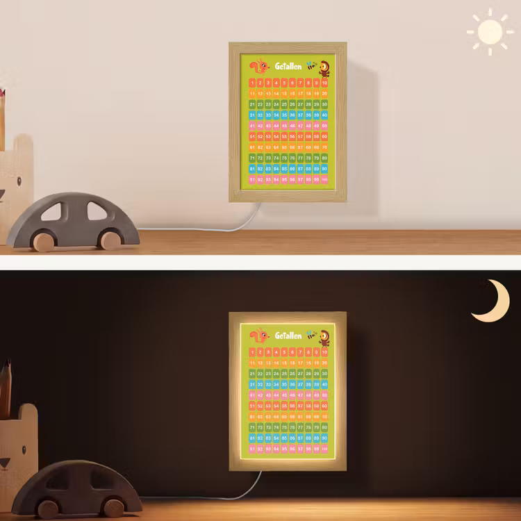 Getallen - Leren tellen voor kinderen - Getallenlijn - Cijfers - Educatief - Groen Light Box met kabel (Wandlamp kind) klein -sfeer3_kind