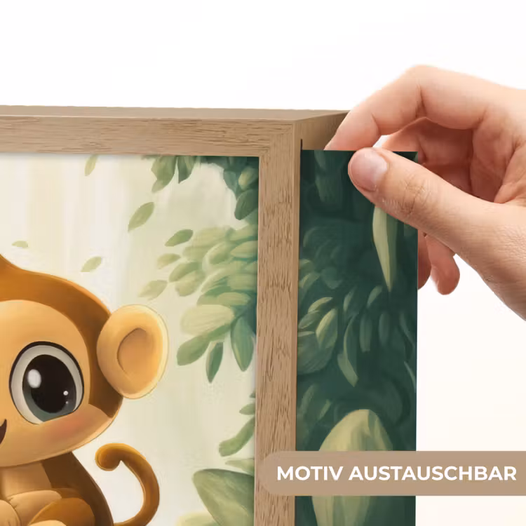 Zebra - Aap - Cartoon - Waterval Light Box met batterij (Wandlamp kind) middel -USP_websiteprintDE