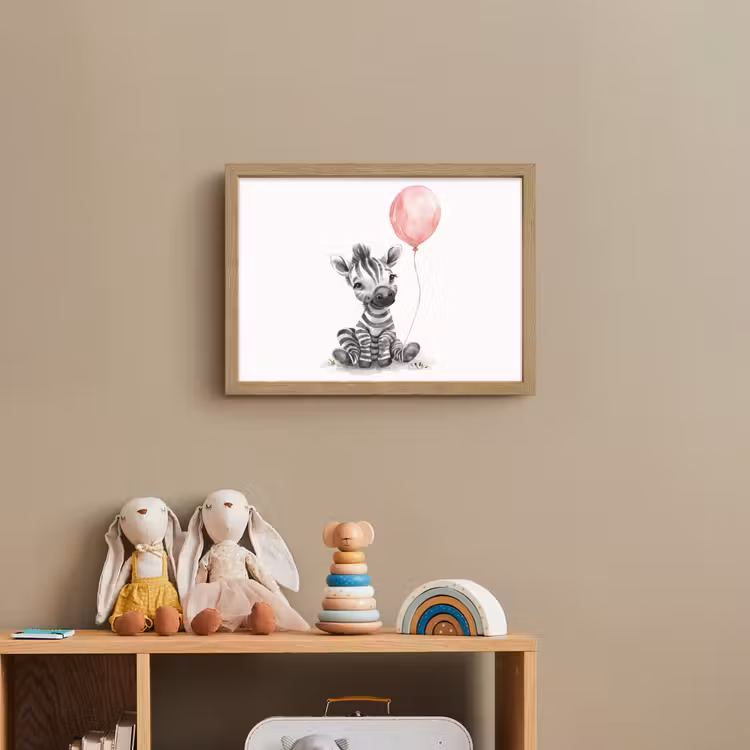 Zebra - Baby - Dieren - Roze ballon Light Box met batterij (Wandlamp kind) middel -sfeer2_kind