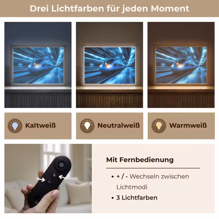Trein - Blauw - Neon Light Box met batterij (Wandlamp kind) middel -USP_lichtkleurDE