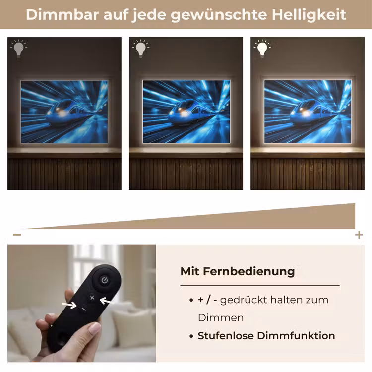 Trein - Blauw - Neon Light Box met batterij (Wandlamp kind) middel -USP_dimbaarDE