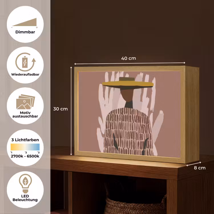 Abstract - Figuur - Illustratie - Hoed Light Box met batterij (Wandlamp) middel -USP_websiteoverzichtDE