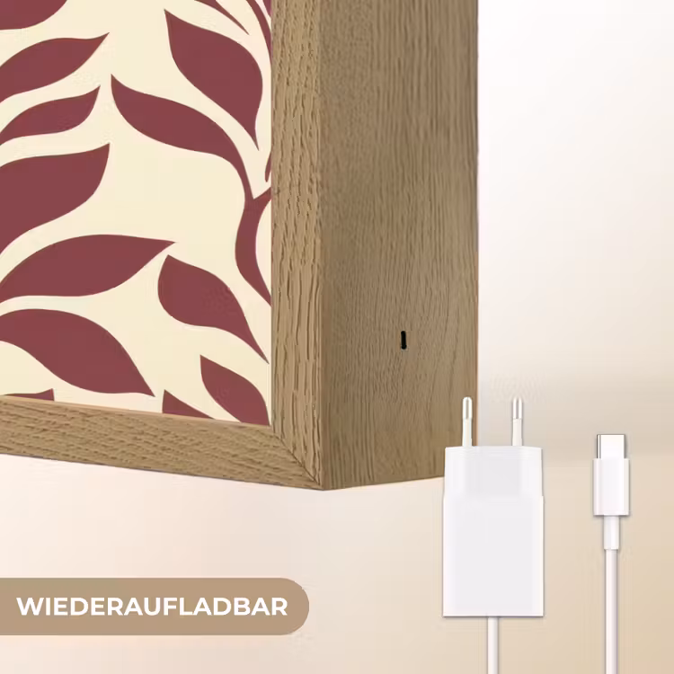 Abstract - Bladeren - Burgundy Light Box met batterij (Wandlamp) middel 907 -USP_websiteoplaadbaarDE