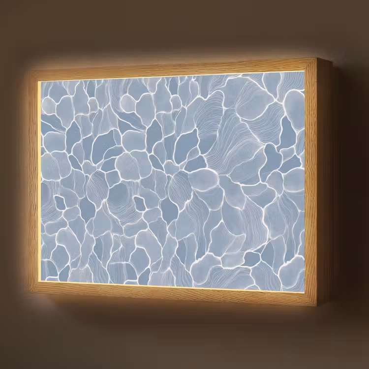 Abstract - Blauw - Bladeren Light Box met batterij (Wandlamp) middel -z3d_website