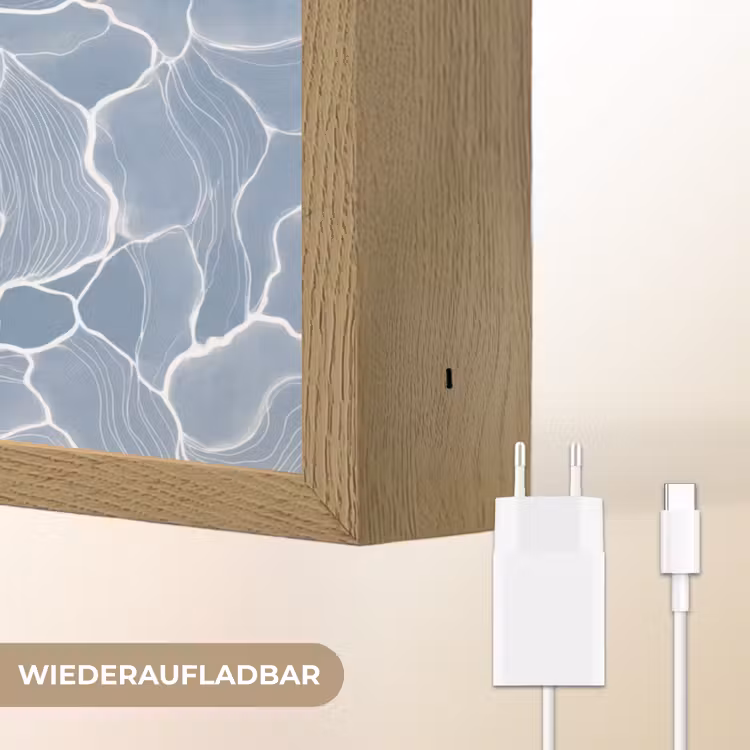 Abstract - Blauw - Bladeren Light Box met batterij (Wandlamp) middel -USP_websiteoplaadbaarDE