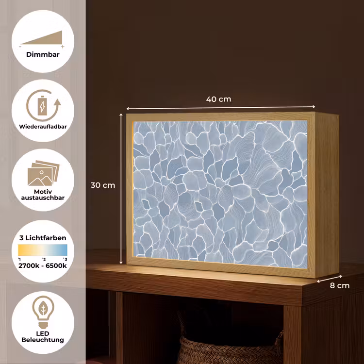 Abstract - Blauw - Bladeren Light Box met batterij (Wandlamp) middel -USP_websiteoverzichtDE