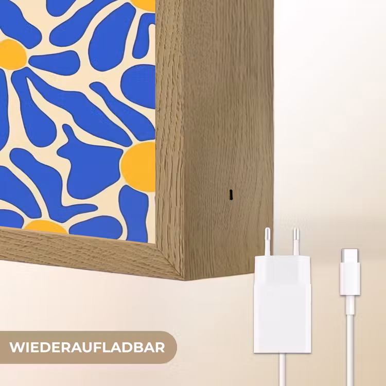 Abstract - Bloem - Blauw Light Box met batterij (Wandlamp) middel 907 -USP_websiteoplaadbaarDE