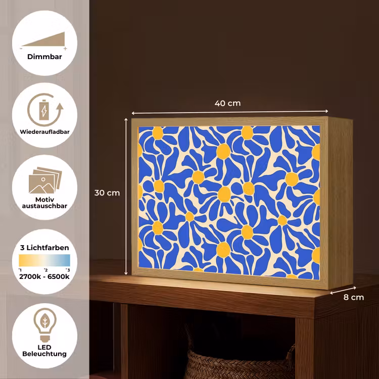 Abstract - Bloem - Blauw Light Box met batterij (Wandlamp) middel 907 -USP_websiteoverzichtDE