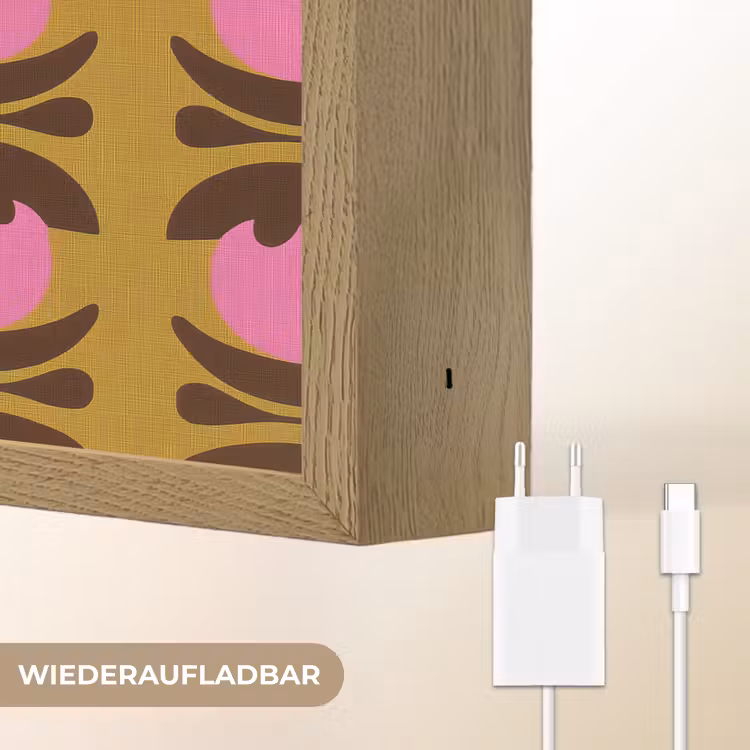 Abstract - Bloemen - Roze Light Box met batterij (Wandlamp) middel 907 -USP_websiteoplaadbaarDE
