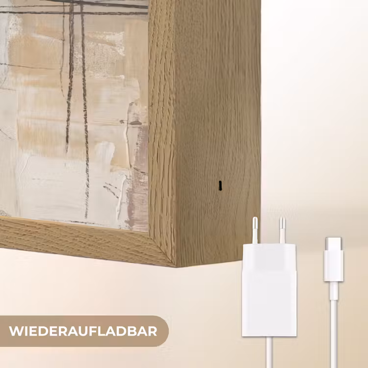 Abstract - Cirkel - Modern - Beige - Zwart - Minimalistisch Light Box met batterij (Wandlamp) middel -USP_websiteoplaadbaarDE