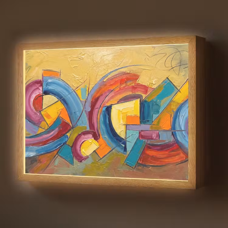 Abstract - Cirkels - Schilderij - Kleurrijk - Dynamisch Light Box met batterij (Wandlamp) middel -z3d_website