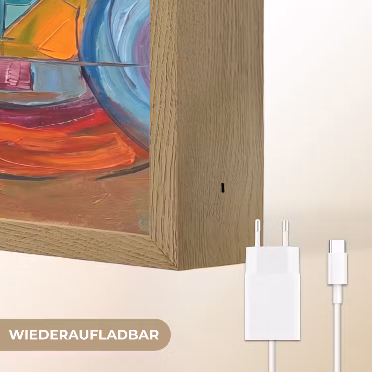 Abstract - Cirkels - Schilderij - Kleurrijk - Dynamisch Light Box met batterij (Wandlamp) middel -USP_websiteoplaadbaarDE