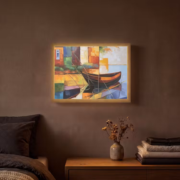 Abstract - Kunst - Boot - Kleuren Light Box met batterij (Wandlamp) middel -sfeer4