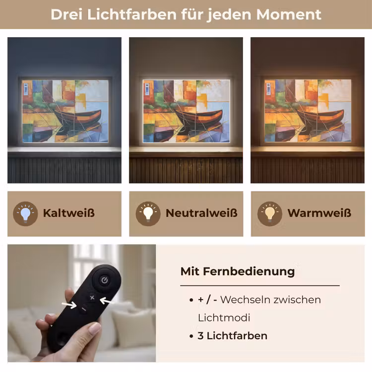 Abstract - Kunst - Boot - Kleuren Light Box met batterij (Wandlamp) middel -USP_lichtkleurDE