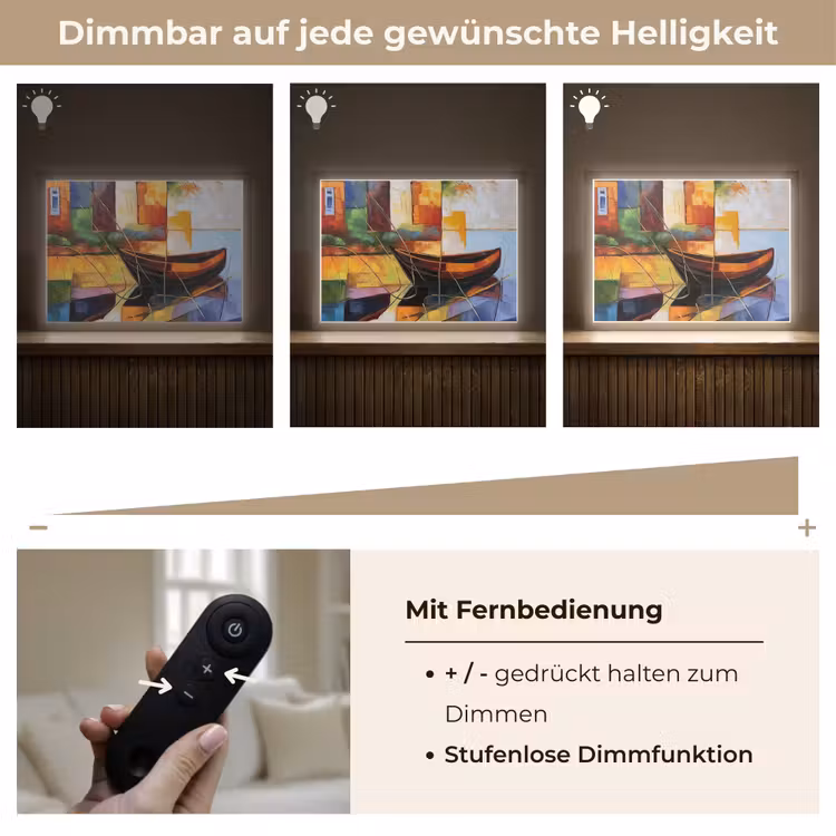 Abstract - Kunst - Boot - Kleuren Light Box met batterij (Wandlamp) middel -USP_dimbaarDE
