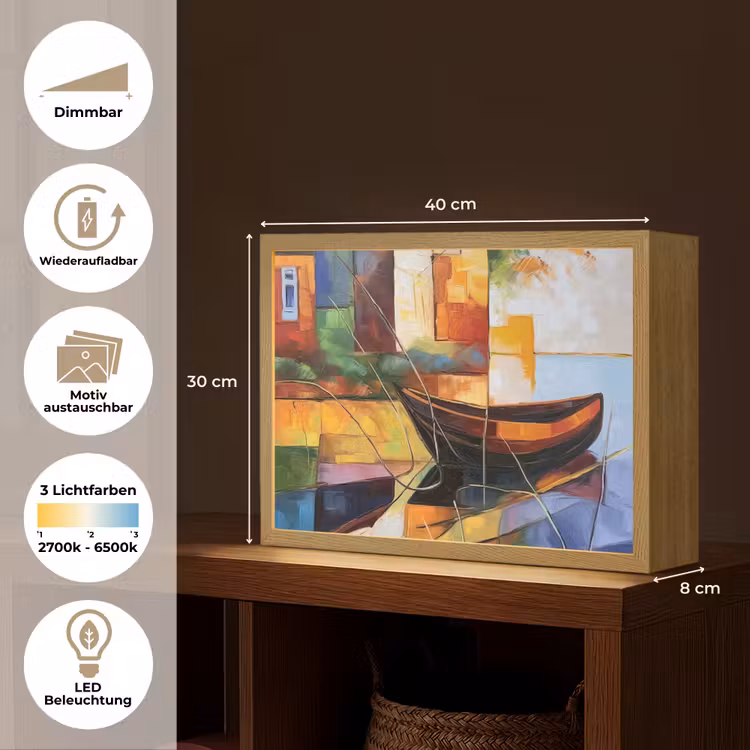 Abstract - Kunst - Boot - Kleuren Light Box met batterij (Wandlamp) middel -USP_websiteoverzichtDE