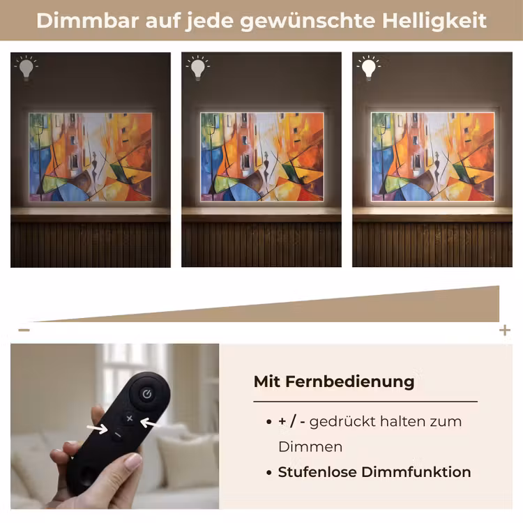Abstract - Kunst - Schilderij - Kleuren Light Box met batterij (Wandlamp) middel -USP_dimbaarDE