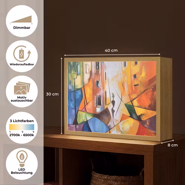 Abstract - Kunst - Schilderij - Kleuren Light Box met batterij (Wandlamp) middel -USP_websiteoverzichtDE