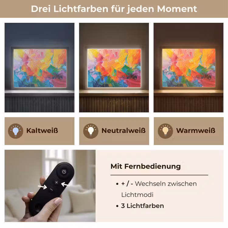 Abstract - Verflook - Modern - Kleurrijk Light Box met batterij (Wandlamp) middel -USP_lichtkleurDE