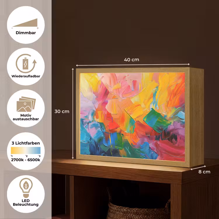 Abstract - Verflook - Modern - Kleurrijk Light Box met batterij (Wandlamp) middel -USP_websiteoverzichtDE