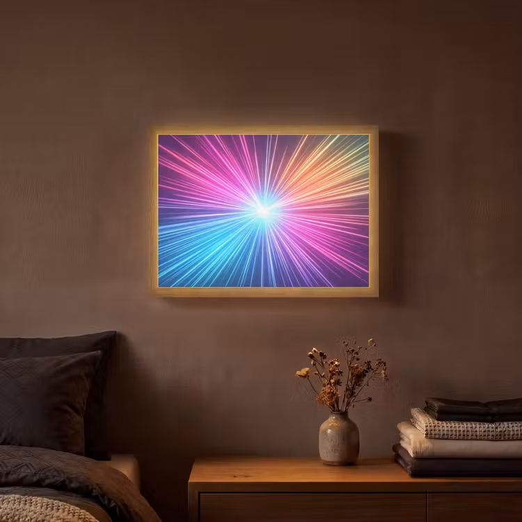 Abstract - Light - Burst - Modern - Colorful Light Box met batterij (Wandlamp) middel -sfeer4