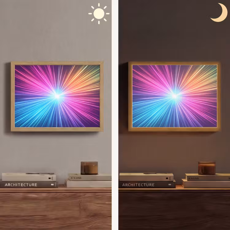 Abstract - Light - Burst - Modern - Colorful Light Box met batterij (Wandlamp) middel -sfeer3