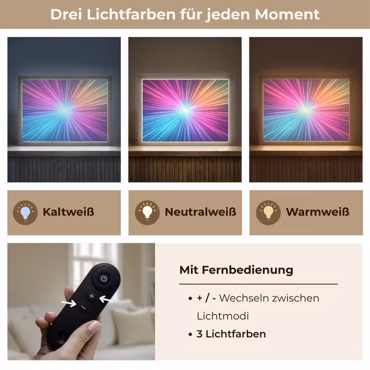 Abstract - Light - Burst - Modern - Colorful Light Box met batterij (Wandlamp) middel -USP_lichtkleurDE