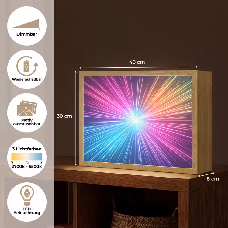 Abstract - Light - Burst - Modern - Colorful Light Box met batterij (Wandlamp) middel -USP_websiteoverzichtDE