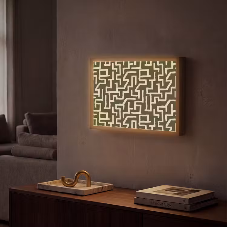 Abstract - Lijnen - Groen Light Box met batterij (Wandlamp) middel 907 -sfeer1