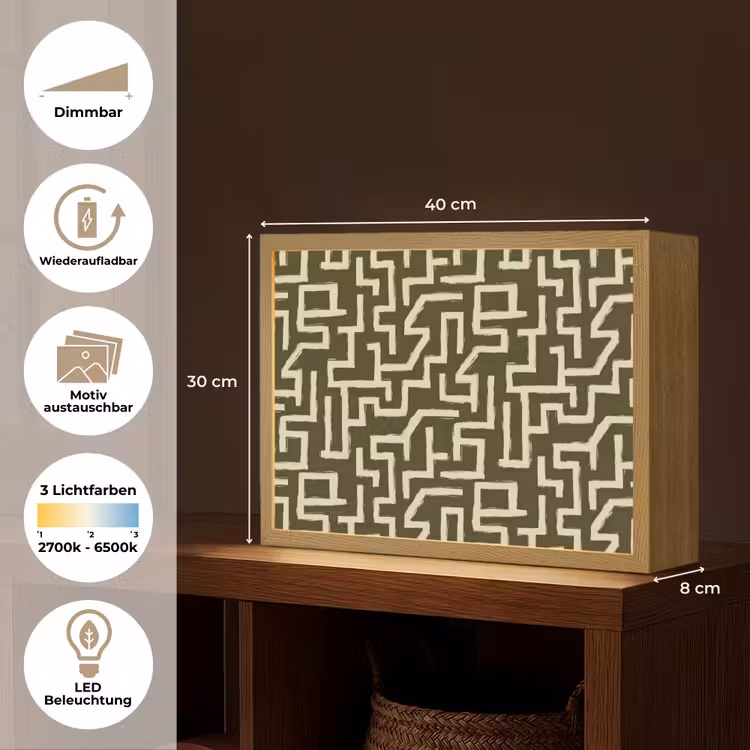 Abstract - Lijnen - Groen Light Box met batterij (Wandlamp) middel 907 -USP_websiteoverzichtDE