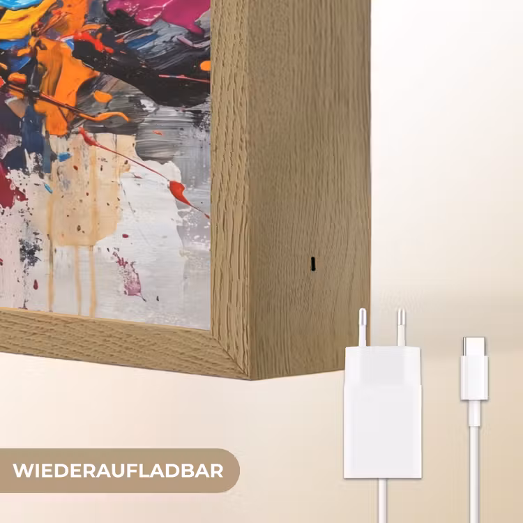 Abstract - Schilderij - Kleurrijk - Dynamisch Light Box met batterij (Wandlamp) middel -USP_websiteoplaadbaarDE