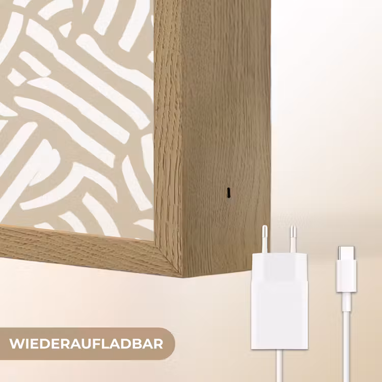 Abstract - Modern - Beige Light Box met batterij (Wandlamp) middel 907 -USP_websiteoplaadbaarDE