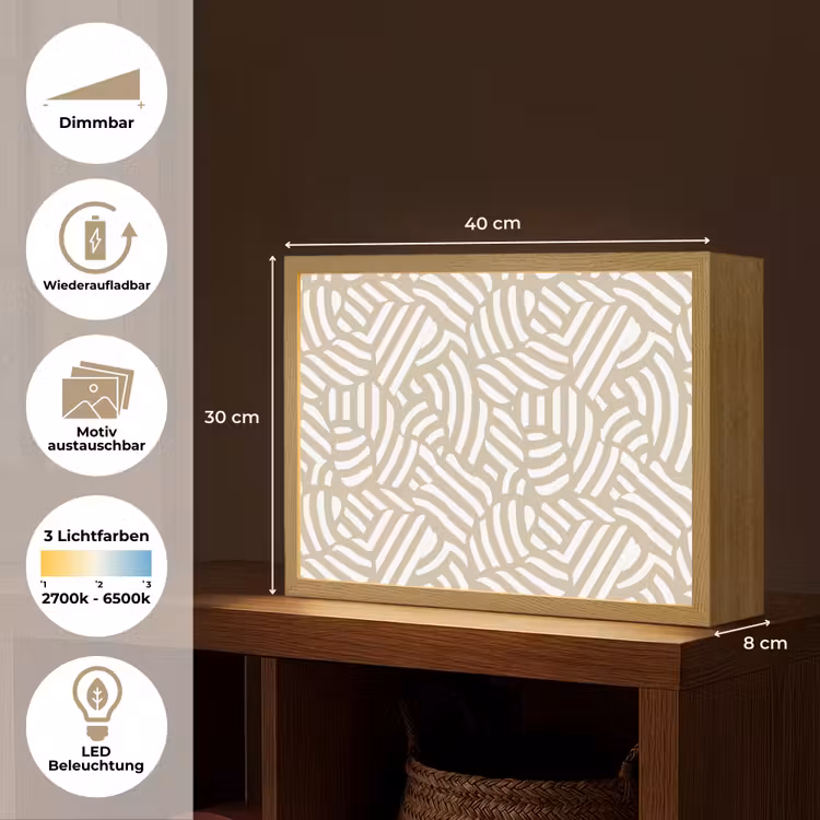 Abstract - Modern - Beige Light Box met batterij (Wandlamp) middel 907 -USP_websiteoverzichtDE