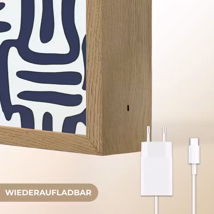 Abstract - Modern - Blauw Light Box met batterij (Wandlamp) middel 907 -USP_websiteoplaadbaarDE