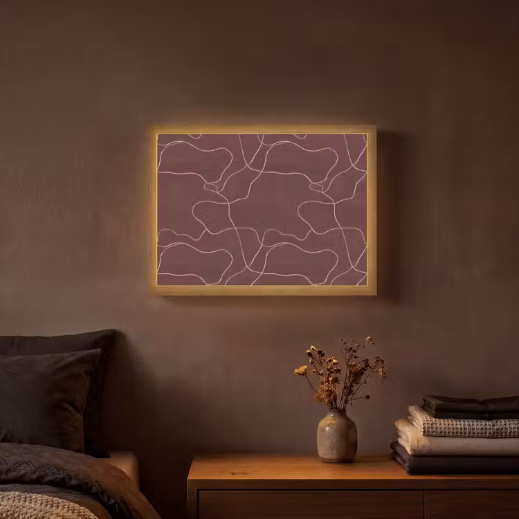 Abstract - Modern - Bruin Light Box met batterij (Wandlamp) middel 907 -sfeer4