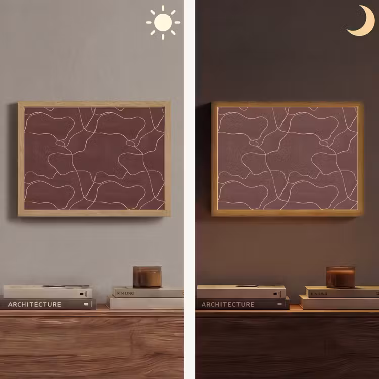 Abstract - Modern - Bruin Light Box met batterij (Wandlamp) middel 907 -sfeer3