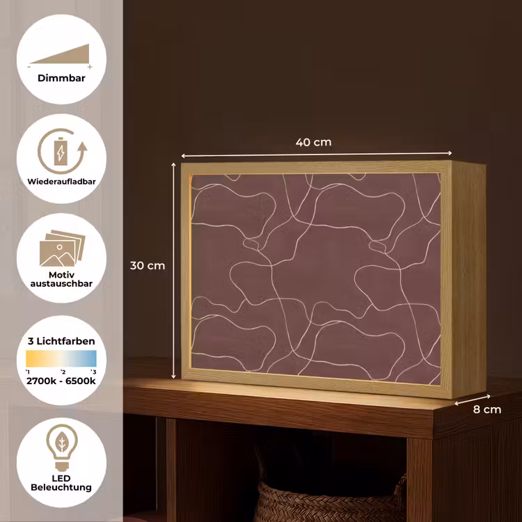 Abstract - Modern - Bruin Light Box met batterij (Wandlamp) middel 907 -USP_websiteoverzichtDE