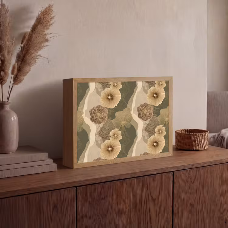 Abstract - Modern - Groen Light Box met batterij (Wandlamp) middel 907 -sfeer2