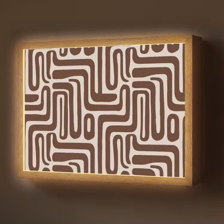 Abstract - Patroon - Bruin Light Box met batterij (Wandlamp) middel 907 -z3d_website