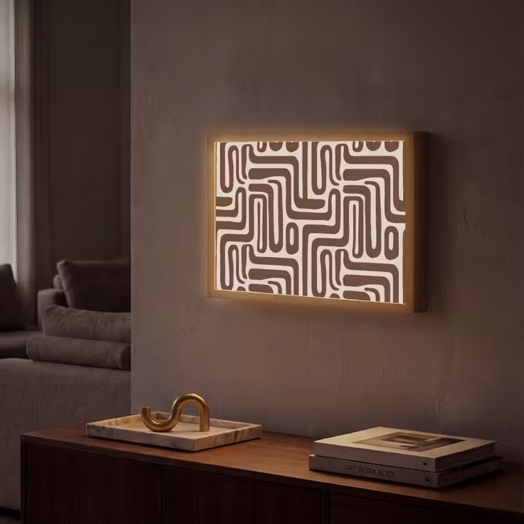Abstract - Patroon - Bruin Light Box met batterij (Wandlamp) middel 907 -sfeer1
