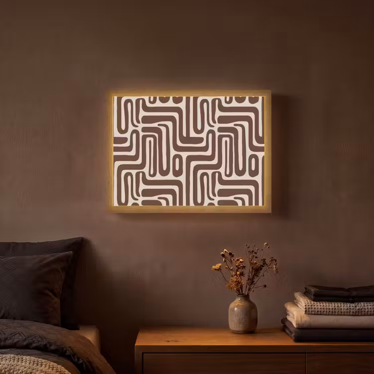 Abstract - Patroon - Bruin Light Box met batterij (Wandlamp) middel 907 -sfeer4
