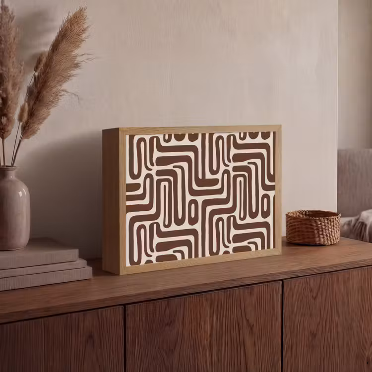Abstract - Patroon - Bruin Light Box met batterij (Wandlamp) middel 907 -sfeer2
