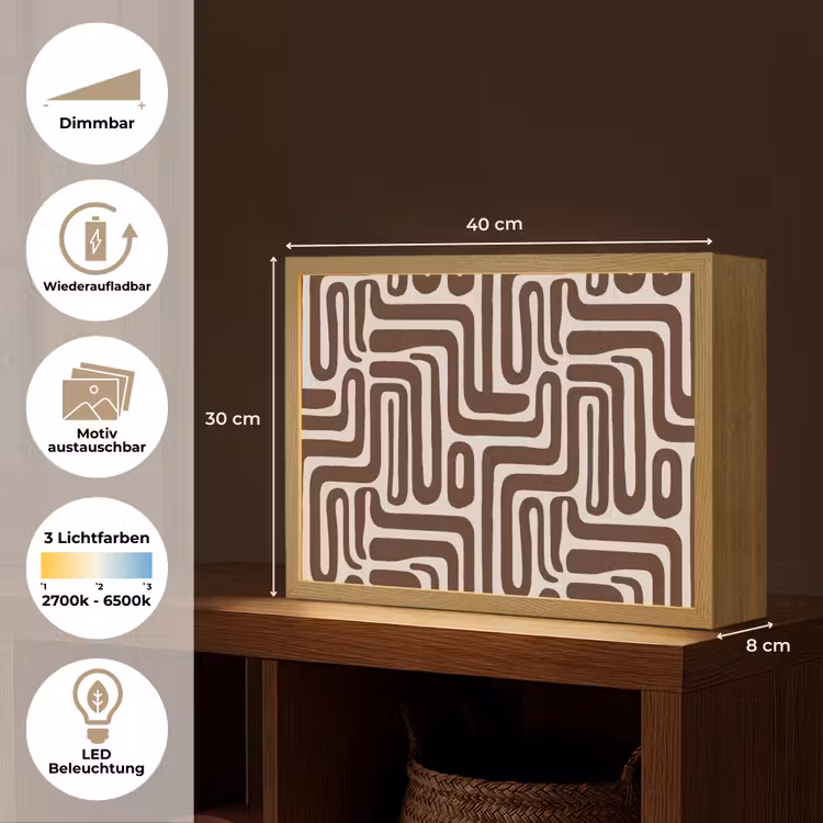 Abstract - Patroon - Bruin Light Box met batterij (Wandlamp) middel 907 -USP_websiteoverzichtDE
