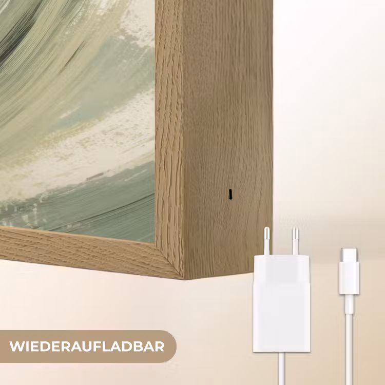 Abstract - Penseelstreken - Golven - Groen Light Box met batterij (Wandlamp) middel -USP_websiteoplaadbaarDE