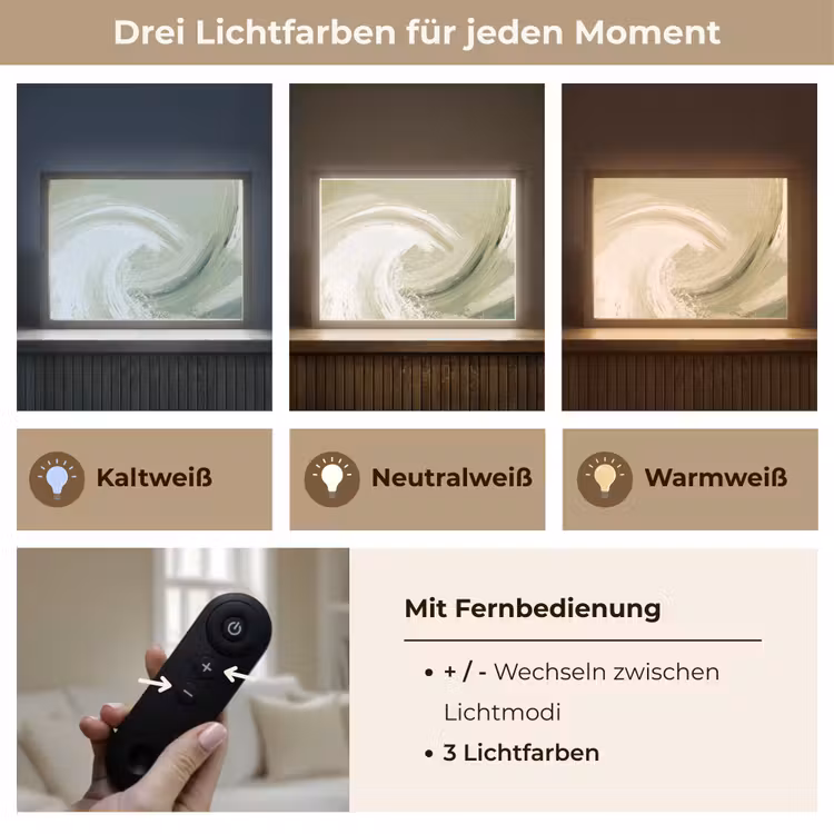 Abstract - Penseelstreken - Golven - Groen Light Box met batterij (Wandlamp) middel -USP_lichtkleurDE