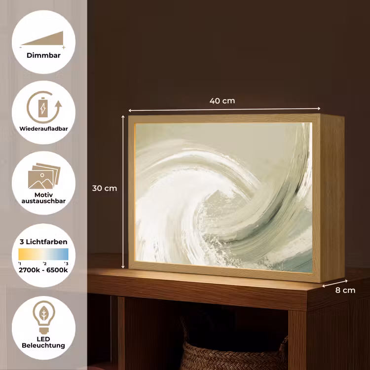 Abstract - Penseelstreken - Golven - Groen Light Box met batterij (Wandlamp) middel -USP_websiteoverzichtDE