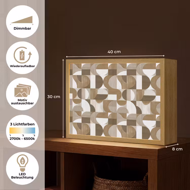 Abstract - Retro - Bruin Light Box met batterij (Wandlamp) middel 907 -USP_websiteoverzichtDE